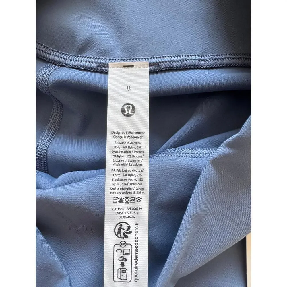 Lululemon Wunder Under SmoothCover High Rise 25” Washed Denim Size 8 NWT